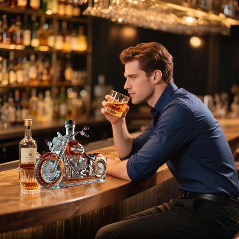 Harley Motorcykel Whiskeykaraff för hemmabar, display och samtalsstartare