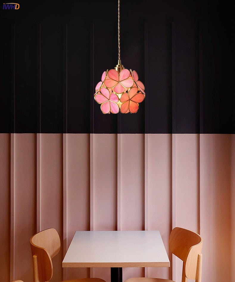 Liora Glass Pendellampe med Nordisk Blomstermotiv