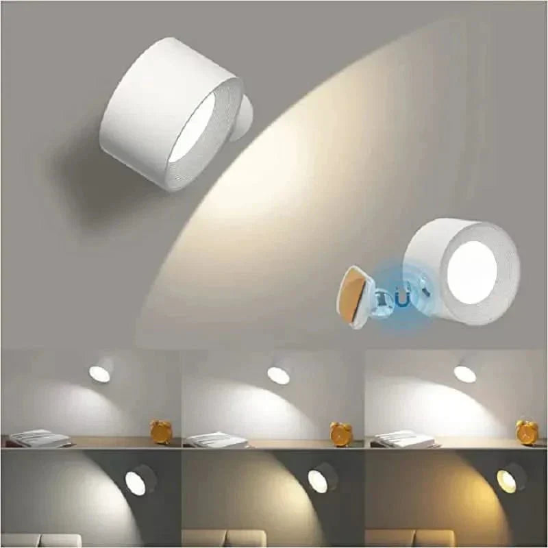 Lámpara de Pared Recargable de 360 Grados con USB Inalámbrico y Tres Modos de Brillo