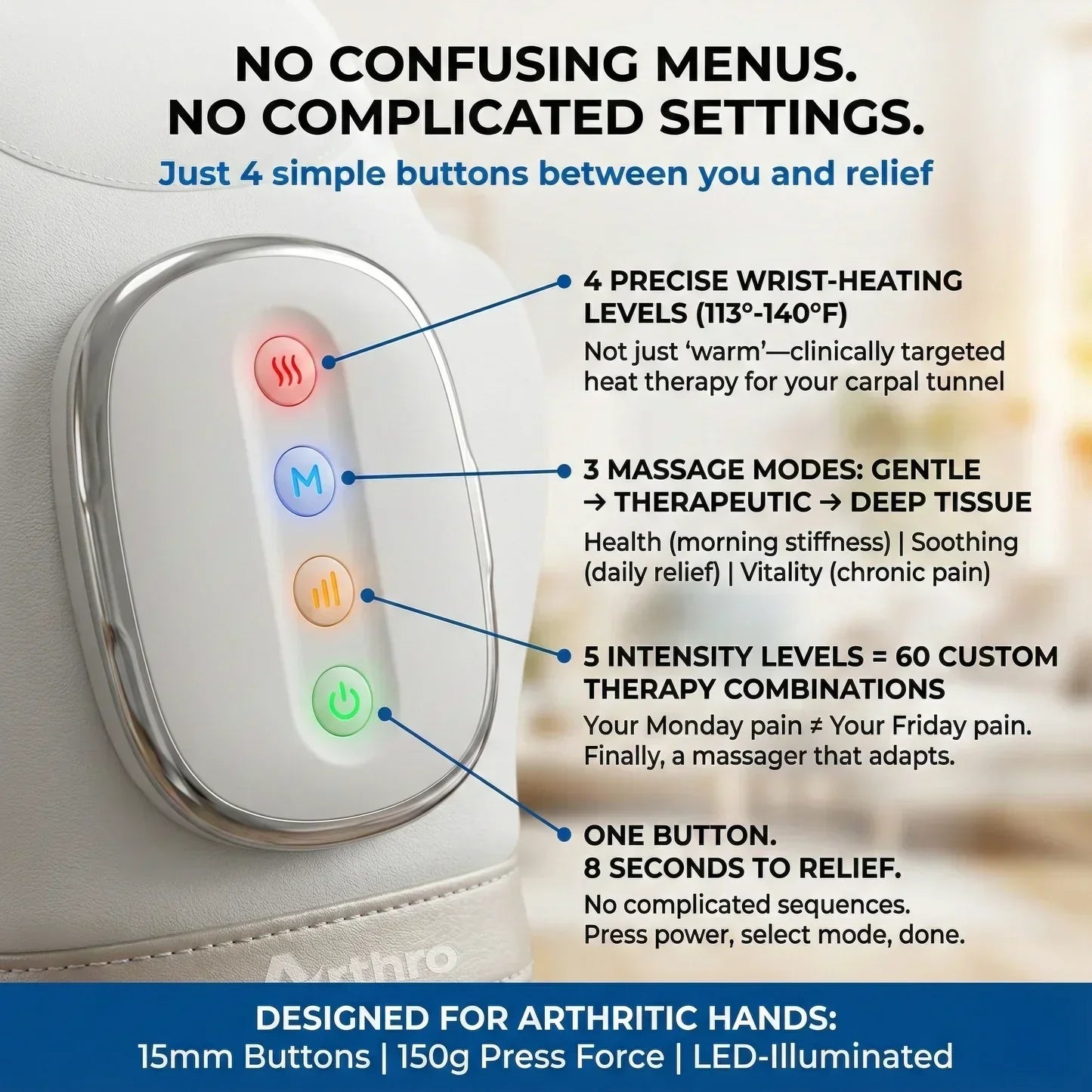 Hand Massager With Contoured Wrist Support And Finger Comfort