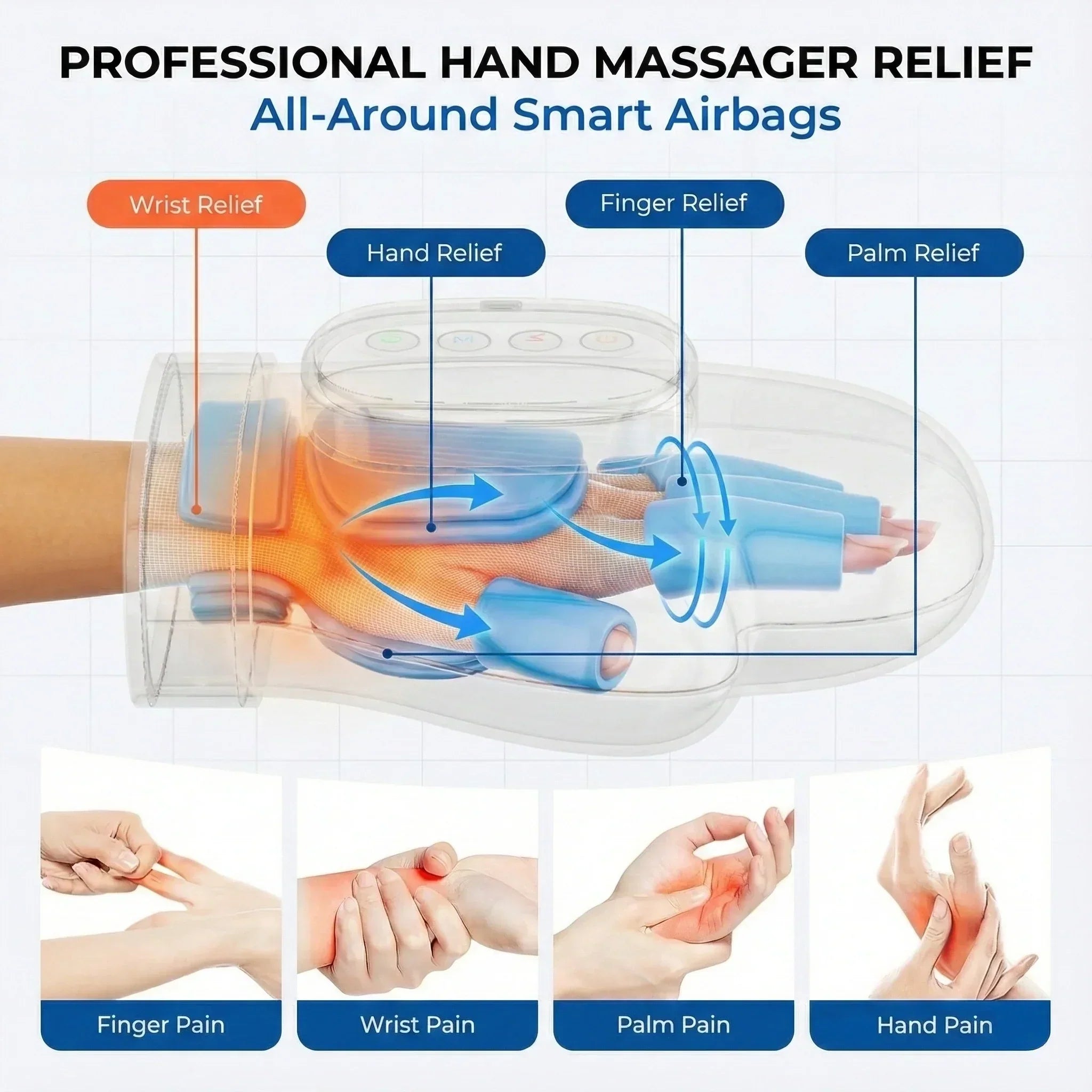 Hand Massager With Contoured Wrist Support And Finger Comfort