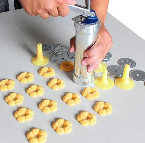 Metal Cookie Press Kit With Accessories For Creative Fresh Cookies Or Pastries