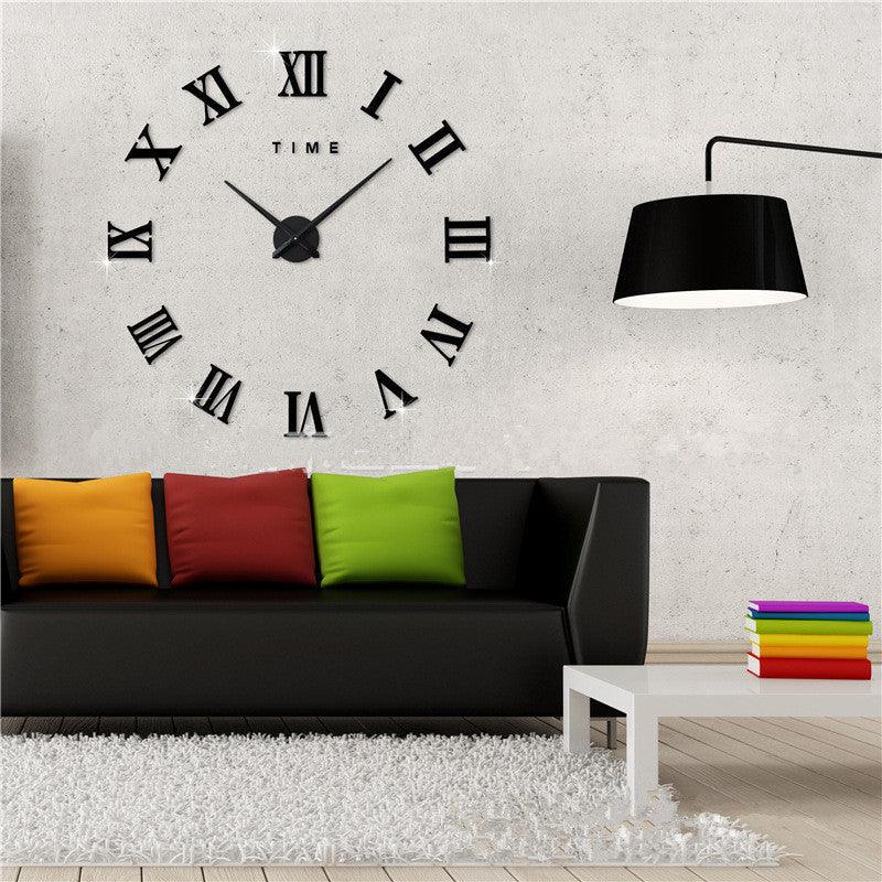 Modern Wall Clock Featuring Roman Numerals In Silver Mirror Finish For Modern Interiors