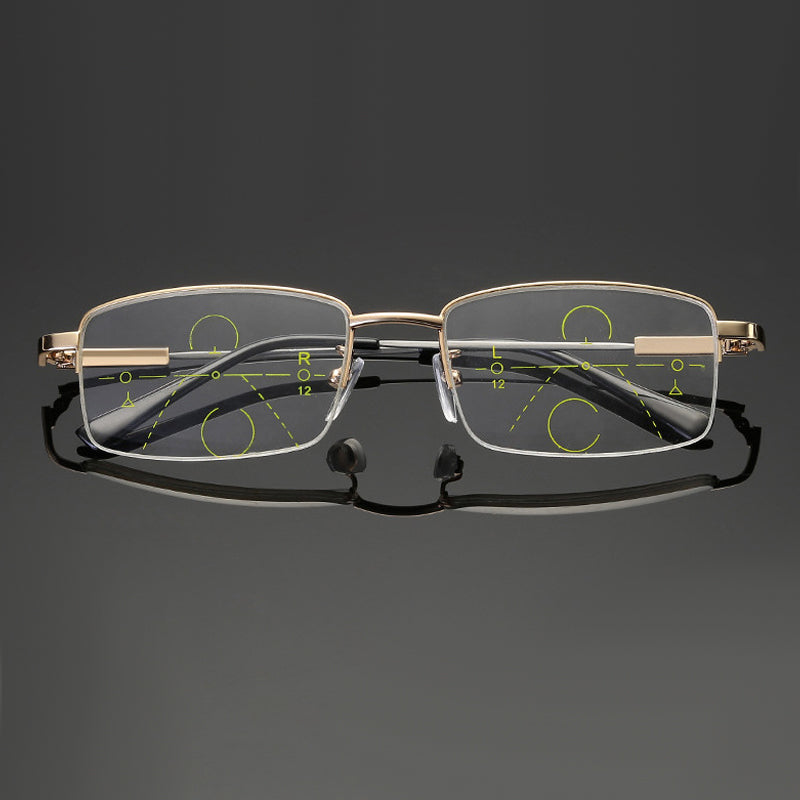 Titanium Reading Glasses With Progressive Lenses And Adaptive Tint