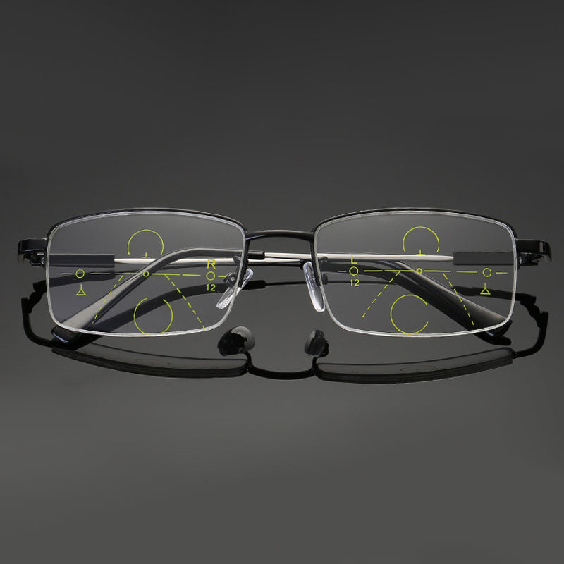 Titanium Reading Glasses With Progressive Lenses And Adaptive Tint