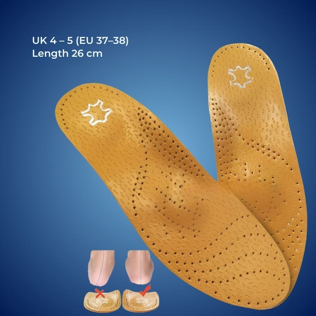 LeatherGuard Orthopedic Leather Shoe Insole | Shock Absorption - Arch Support - Comfortable Insole - Foot Pain Relief - Moisture Wicking
