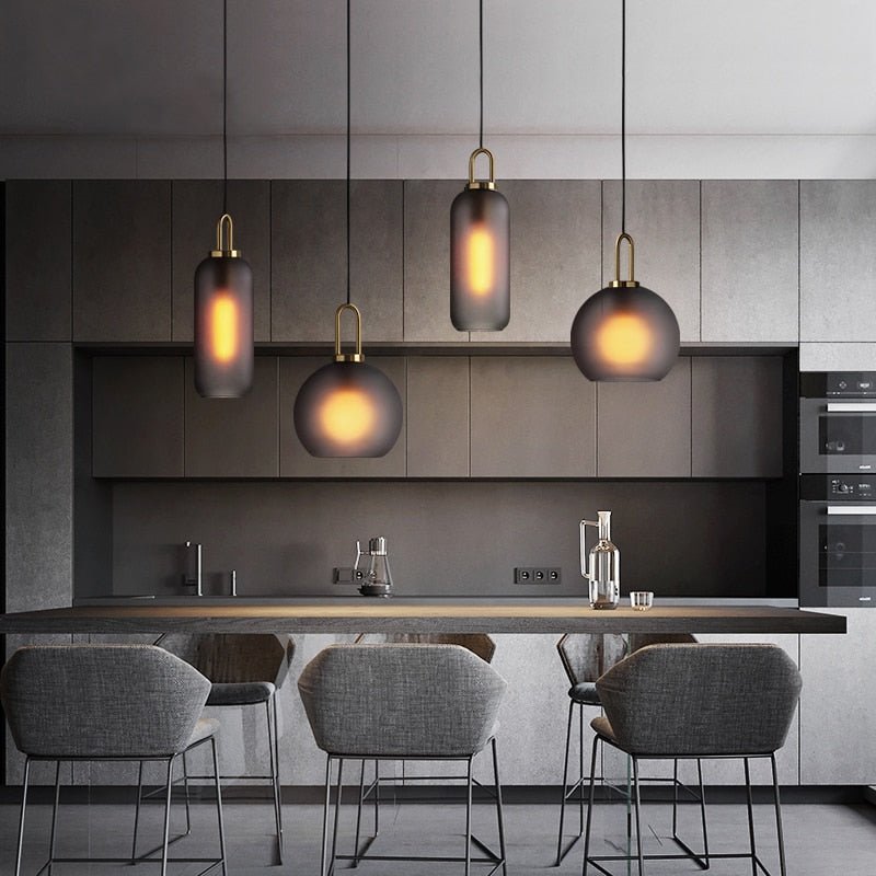 Lustră suspendată Nova Glass Stone pentru spații moderne de luat masa și living ambientale