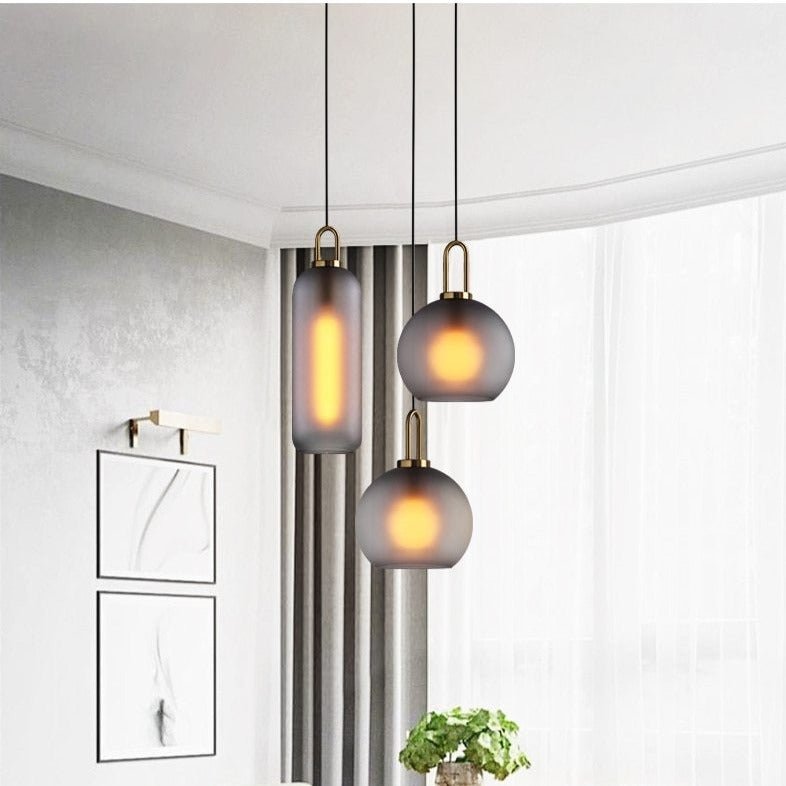 Lustră suspendată Nova Glass Stone pentru spații moderne de luat masa și living ambientale