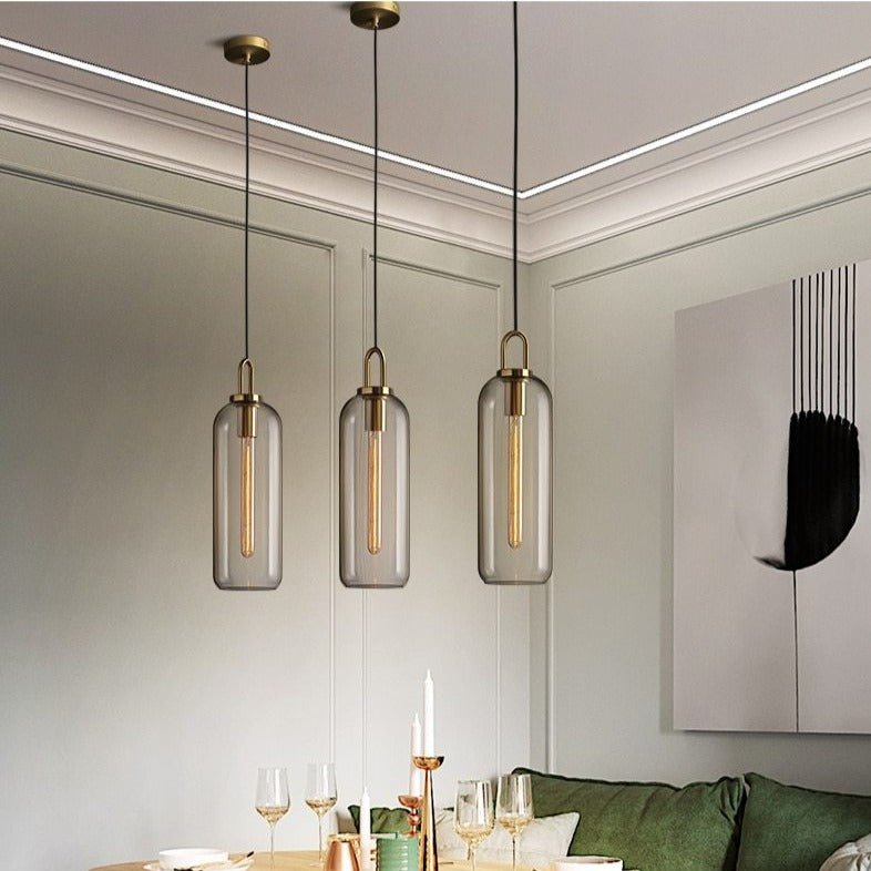 Lustră suspendată Nova Glass Stone pentru spații moderne de luat masa și living ambientale