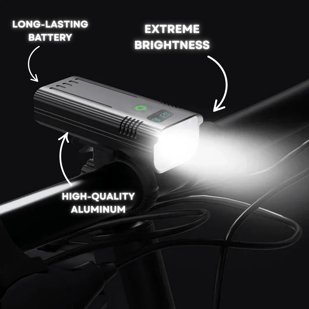 NovaGlide X 5000 Lumen Fahrradlicht mit 12 LEDs und USB Typ-C wiederaufladbarem Akku