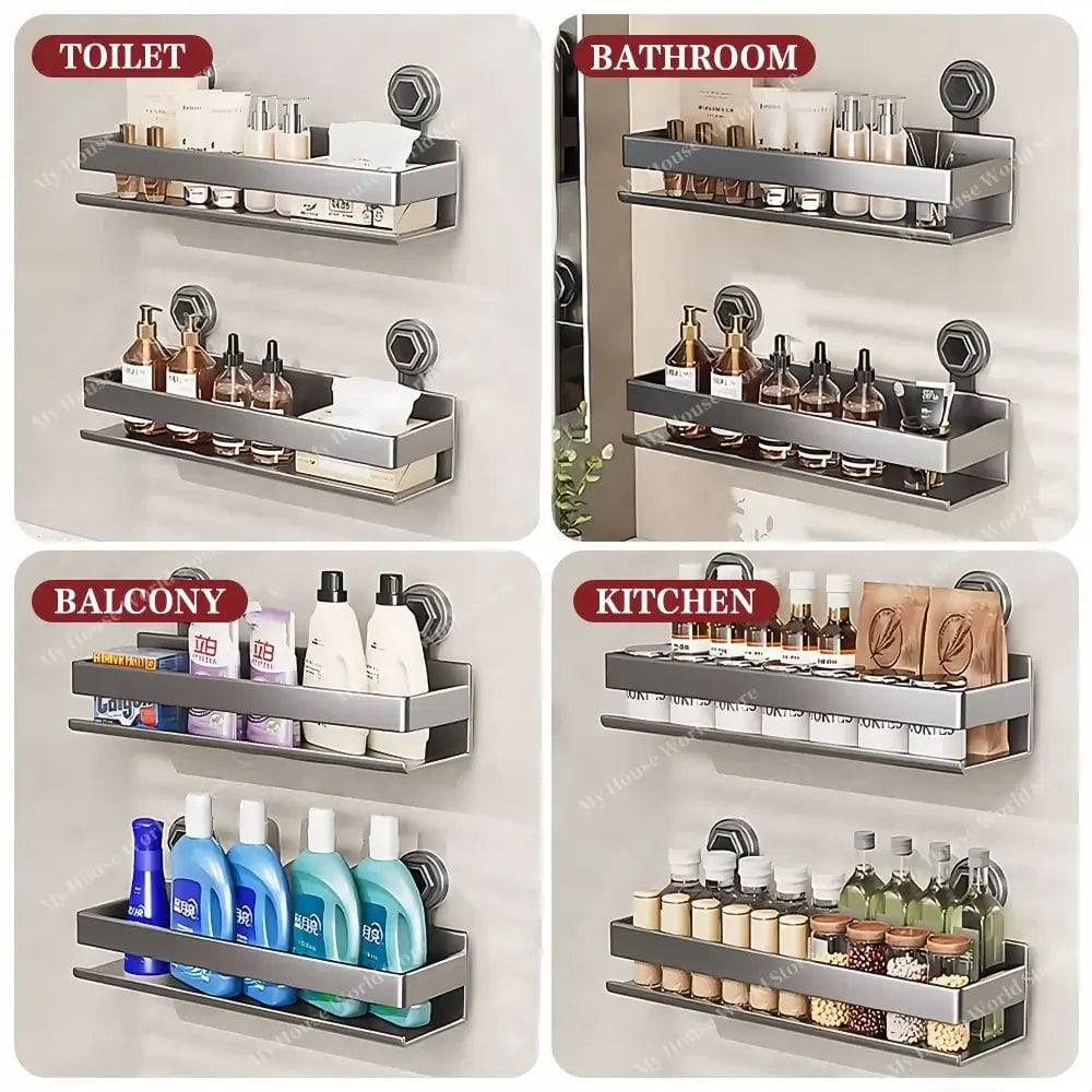 Organizador de especias para pared con ventosas para un acceso fácil en la cocina