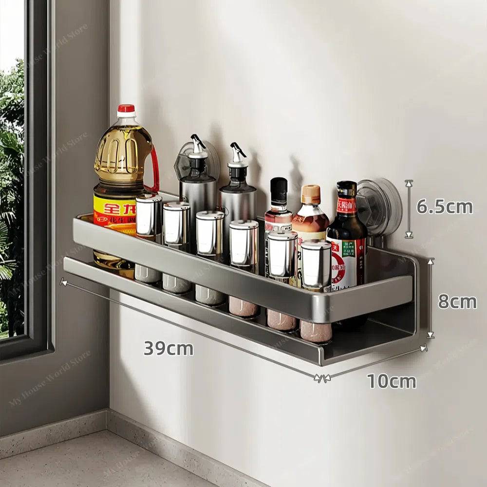 Organizador de especias para pared con ventosas para un acceso fácil en la cocina