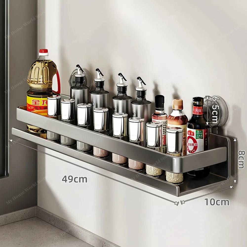 Organizador de especias para pared con ventosas para un acceso fácil en la cocina