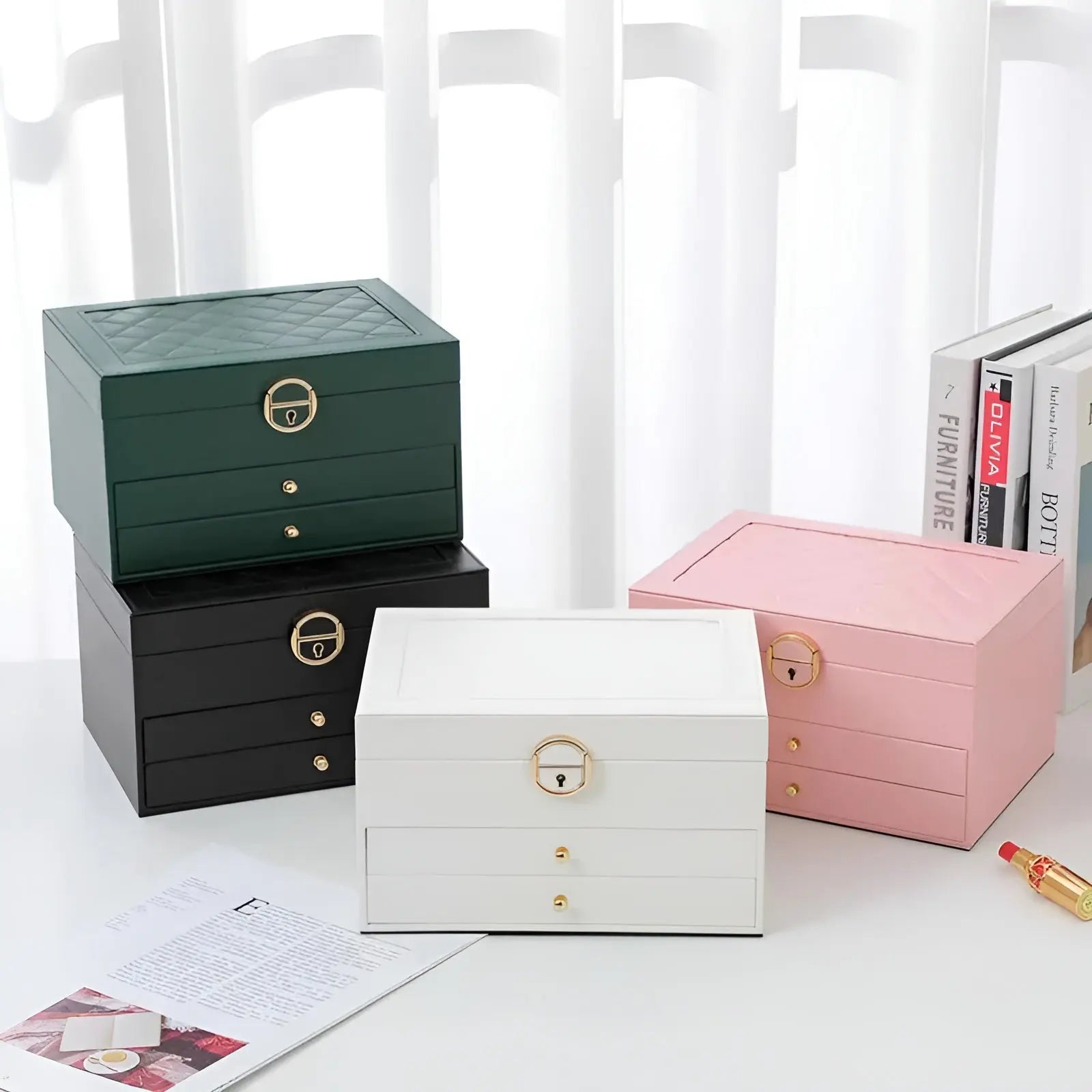 EleganceBox Caja de Joyería de Lujo de Múltiples Capas de EleganceBox Soluciones de Almacenamiento de Joyería
