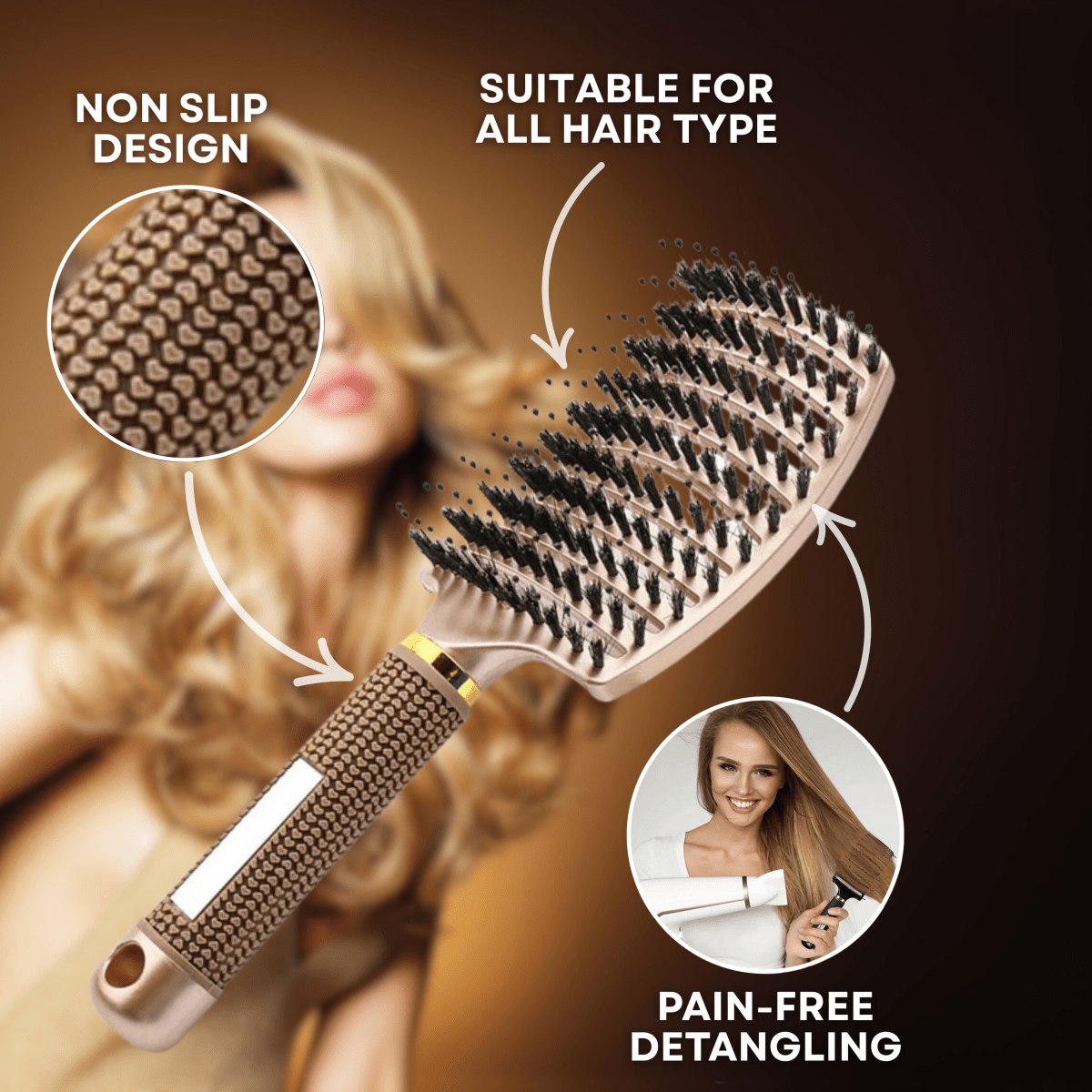 Cepillo Desenredante LumenGlide para Cabello Sedoso y Suave