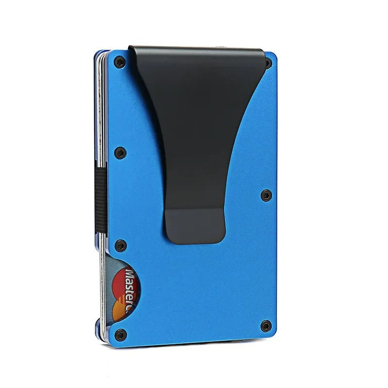 Titanium Matte Cobalt Card Holder, Slim RFID Wallet For Men And Women