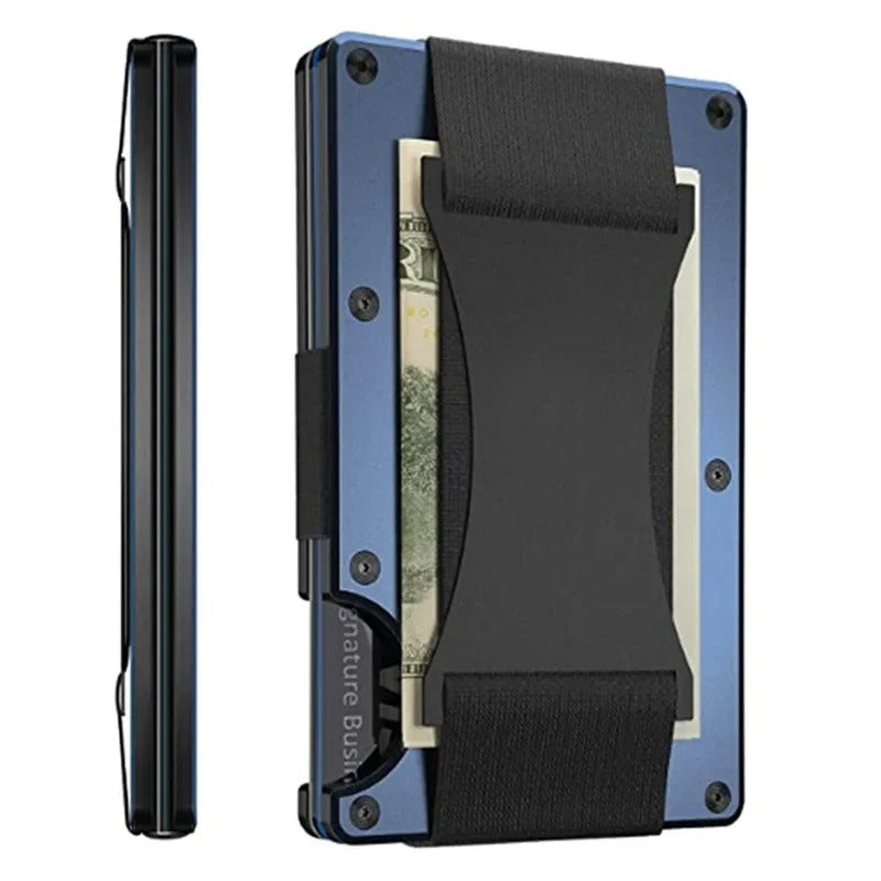 Titanium Matte Cobalt Card Holder, Slim RFID Wallet For Men And Women