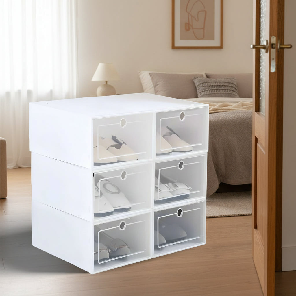 Stackable Transparent Shoe Boxes For Small Spaces Storage