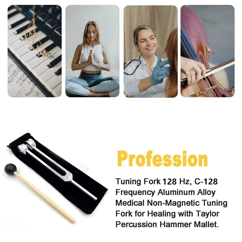 AuroraTone 128Hz Aluminum Alloy Tuning Fork With Mallet For Education And Demonstrations