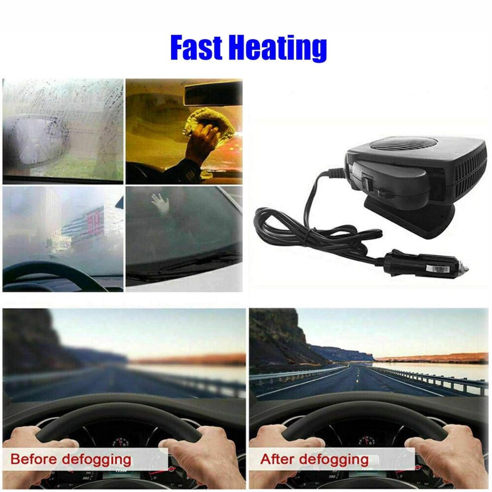 TurboHeat 12V Ceramic Car Heater, 150W Or 300W, Portable Defroster And Warmer
