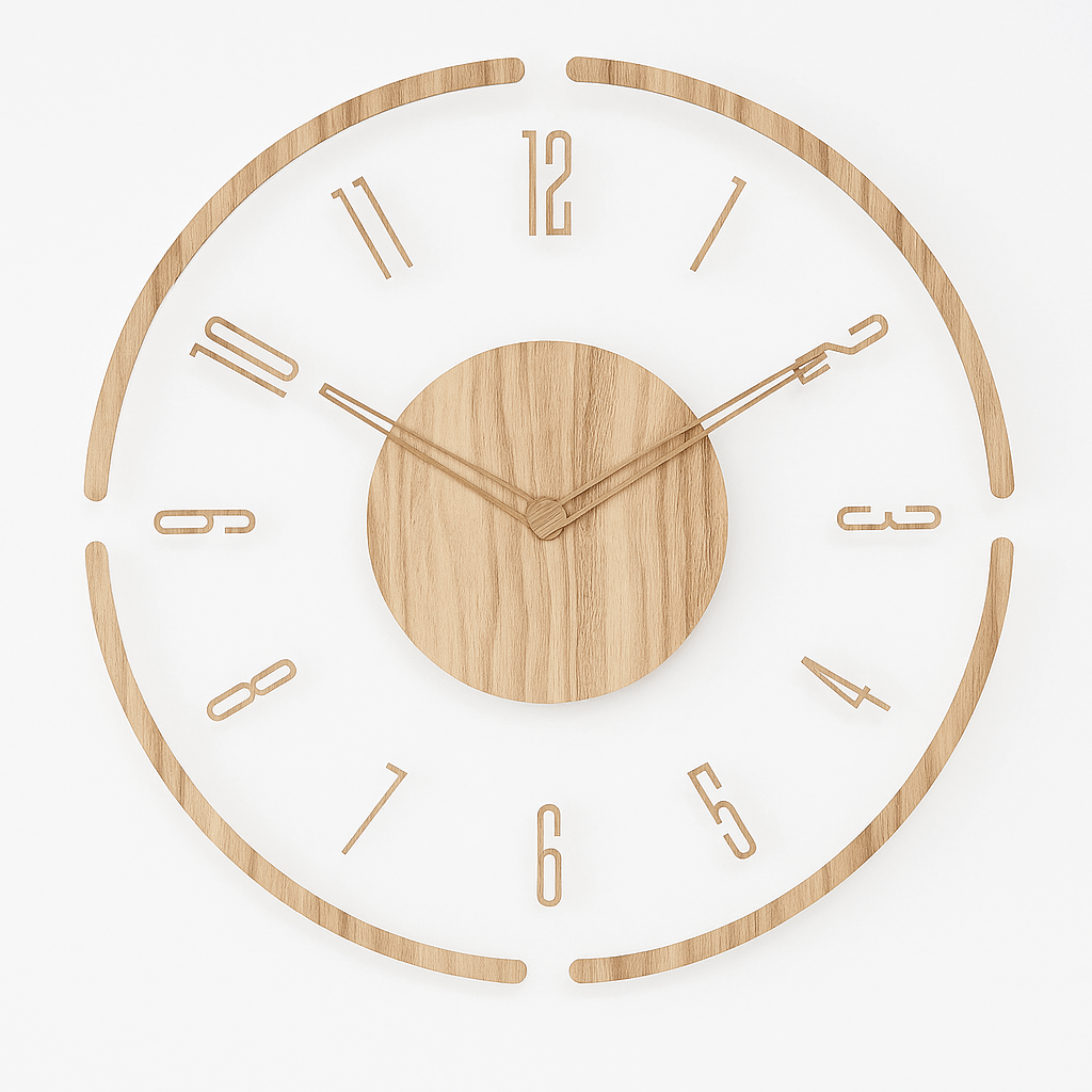 Norelva Silent Clock For Walls Made From Natural Wood For Timeless Minimalist Decor