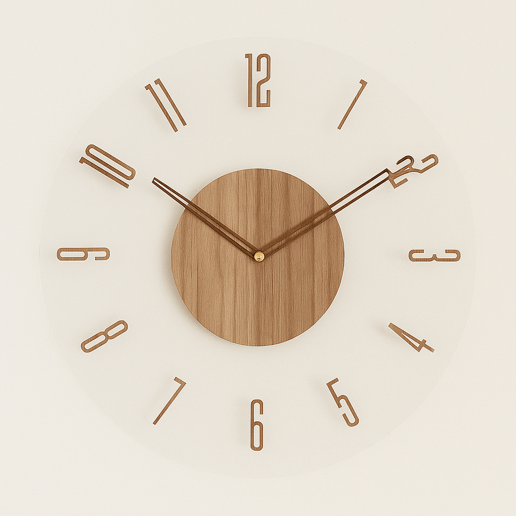Norelva Silent Clock For Walls Made From Natural Wood For Timeless Minimalist Decor