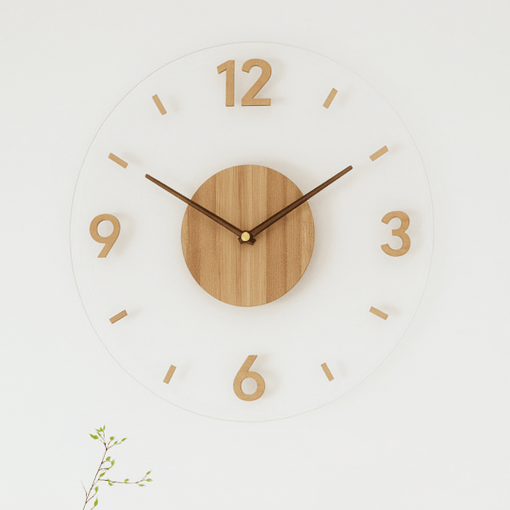 Norelva Silent Clock For Walls Made From Natural Wood For Timeless Minimalist Decor