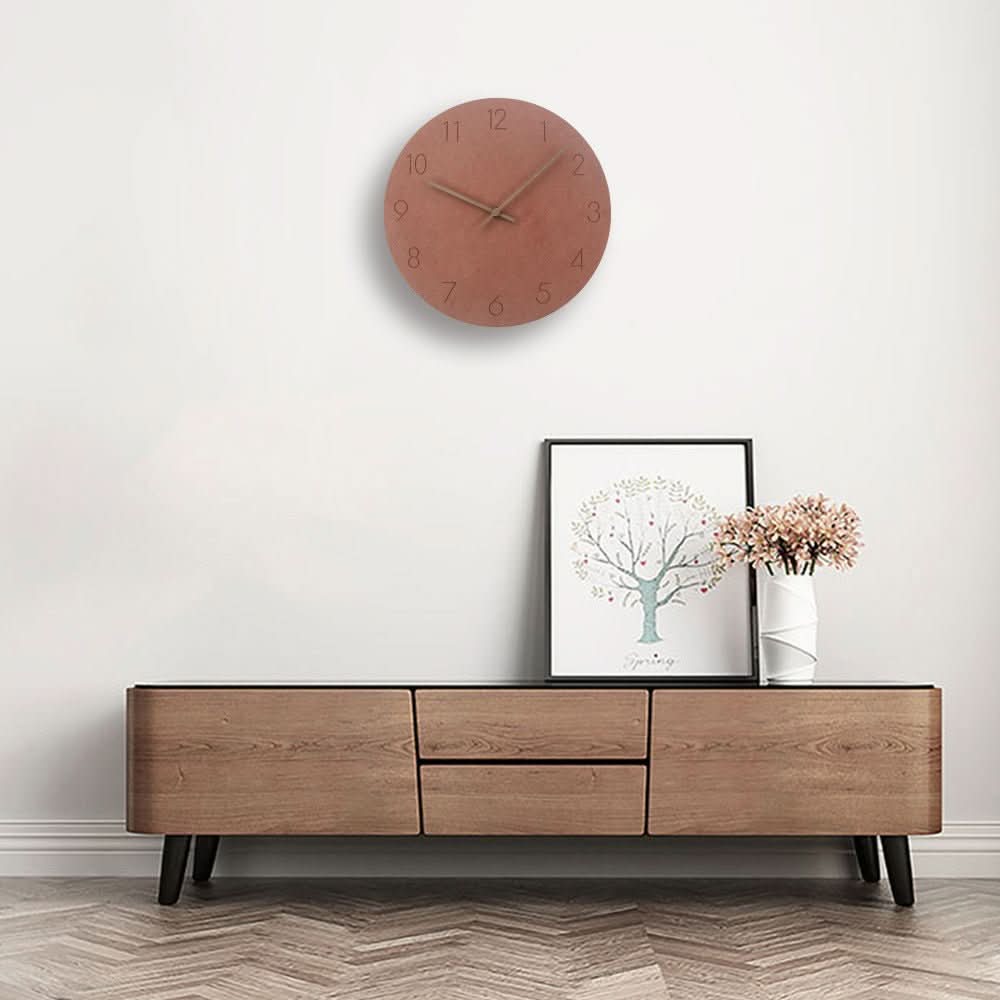 Reloj de Pared Silencioso Aurora con Acabado en Vetado Natural de Madera para Interiores Modernos