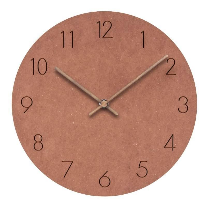 Reloj de Pared Silencioso Aurora con Acabado en Vetado Natural de Madera para Interiores Modernos