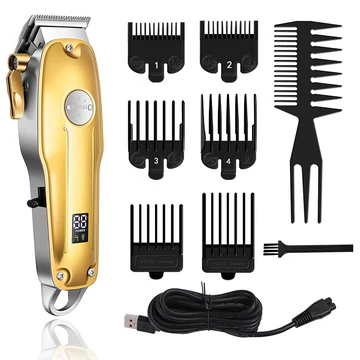 Gold Cordless Hair Clippers For Men Professional Grooming Kit