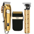Gold Cordless Hair Clippers For Men Professional Grooming Kit