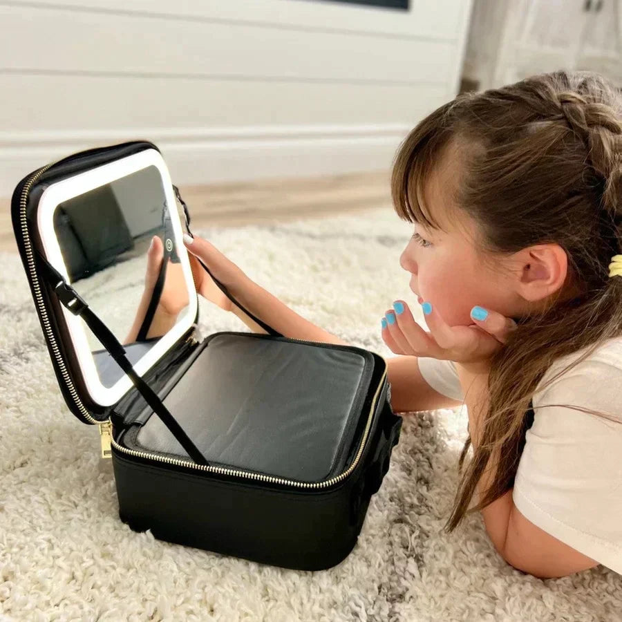 Bolsa de Maquillaje GlamBolt con Iluminación LED, Tocador Portátil para Viajes y Retoques
