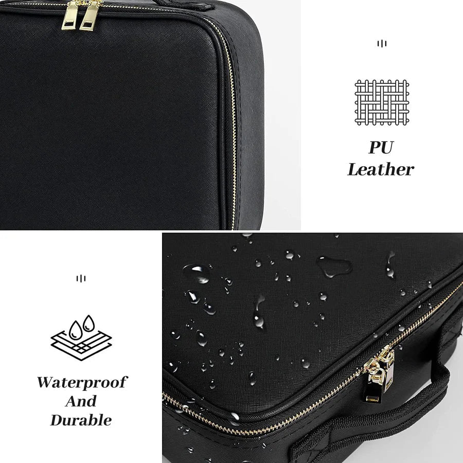 Bolsa de Maquillaje GlamBolt con Iluminación LED, Tocador Portátil para Viajes y Retoques