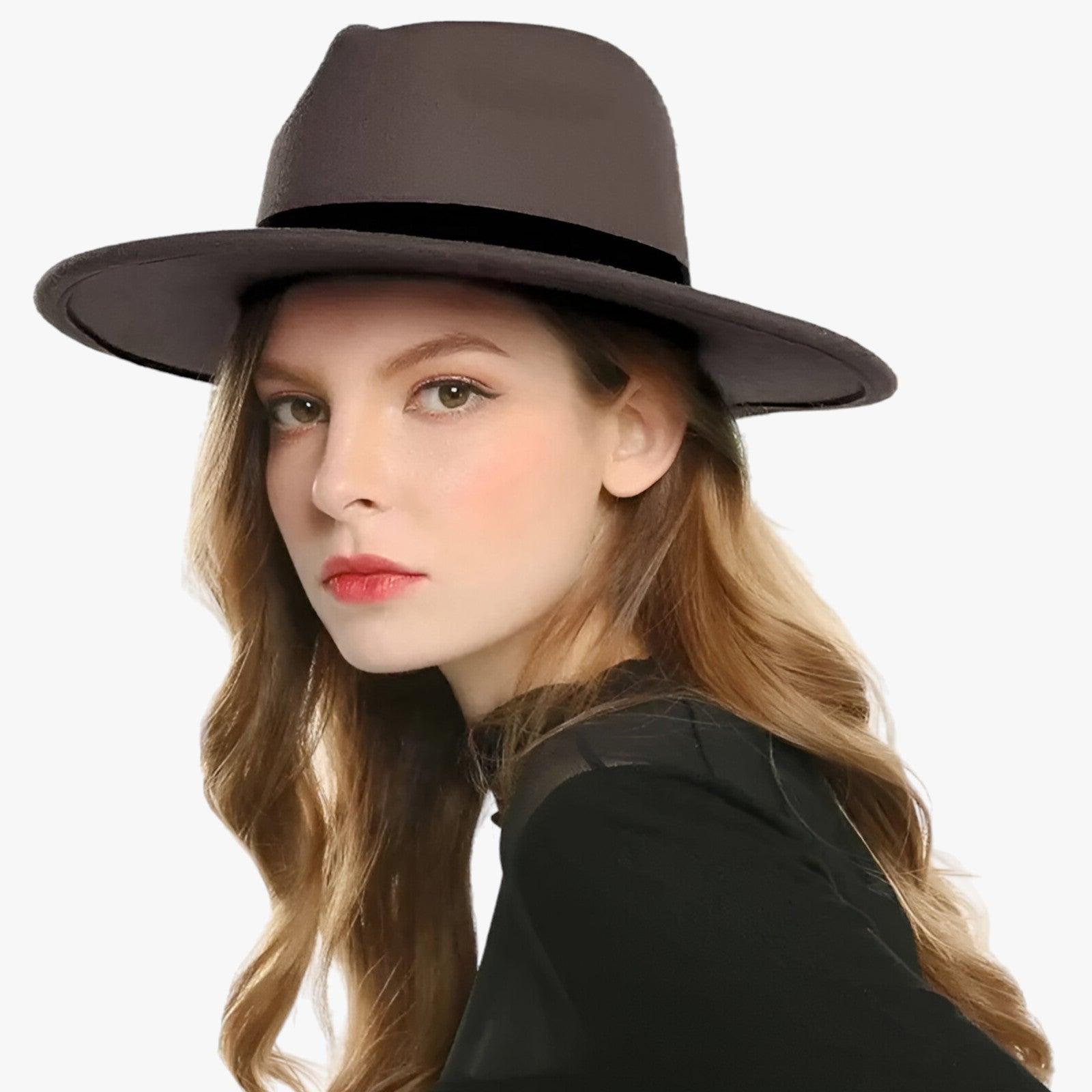 Unisex Fedora Hat Wide Brim In Vintage Wool For Winter