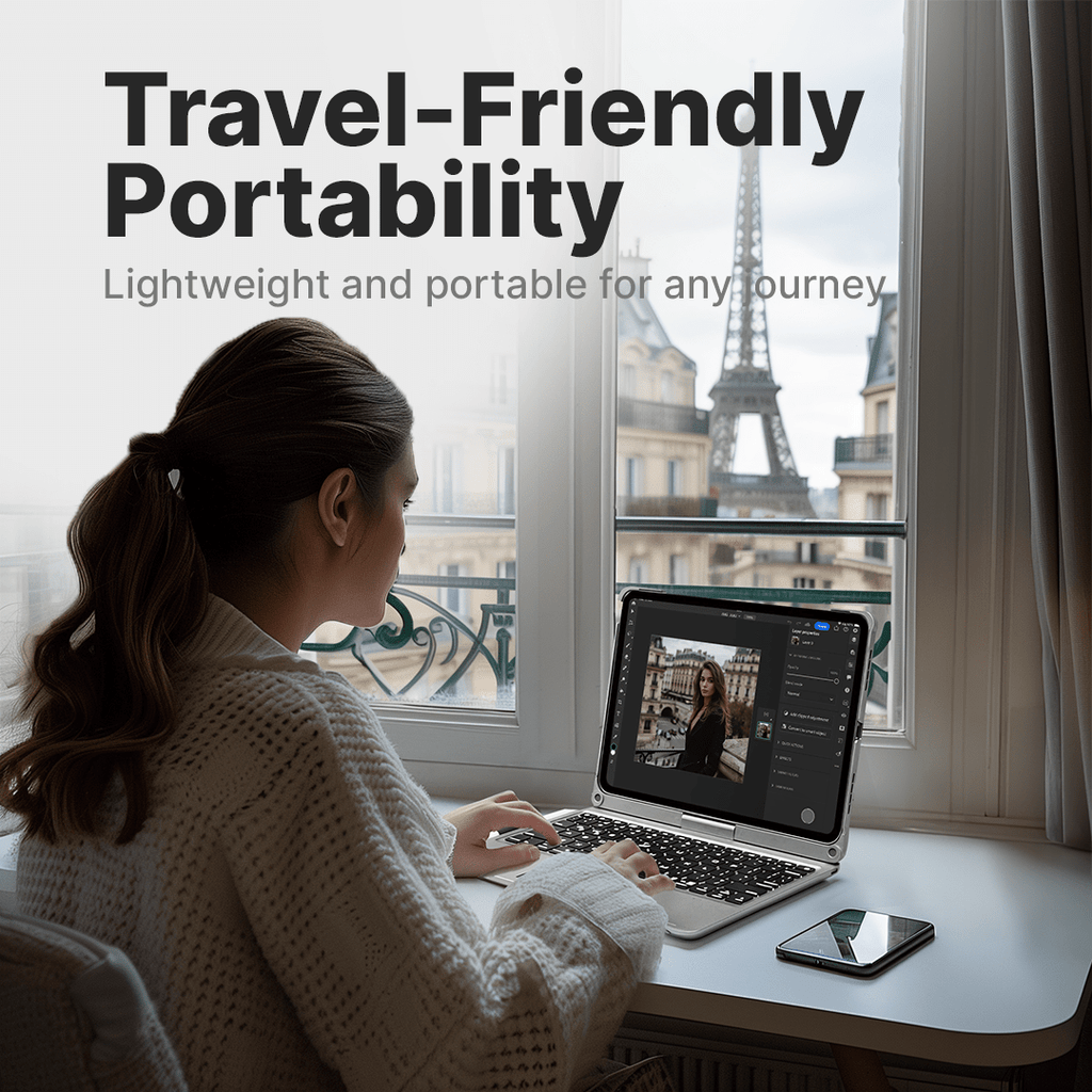 Funda para iPad con teclado inalámbrico giratorio para uso diario de la tablet