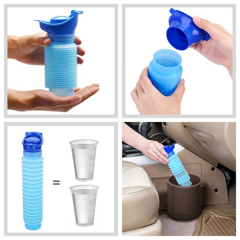 FlexRelief teleskopisk foldbar bærbar urinal til kvinder og børn, 750 ml