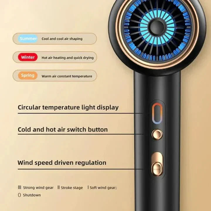 NovaGlow 2400W ionisk hårtørrer leverer hurtig tørring, krusbekæmpelse og glans.