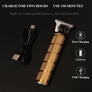 Gold Cordless Hair Clippers For Men Professional Grooming Kit