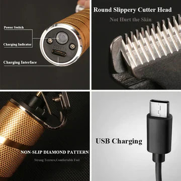 Gold Cordless Hair Clippers For Men Professional Grooming Kit