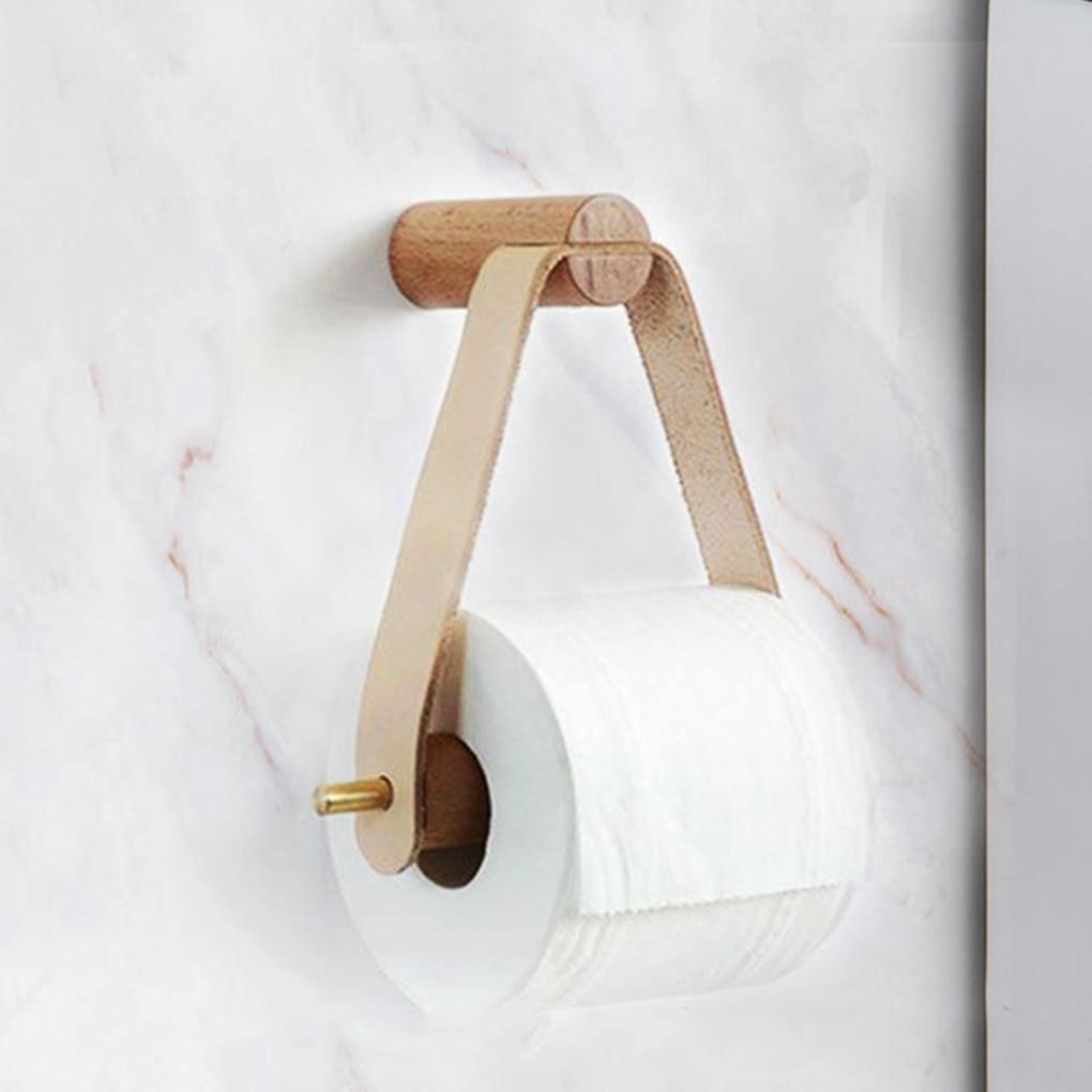 Garduru keinonahkainen ja tamminen wc-paperiteline minimalistisiin kylpyhuoneisiin