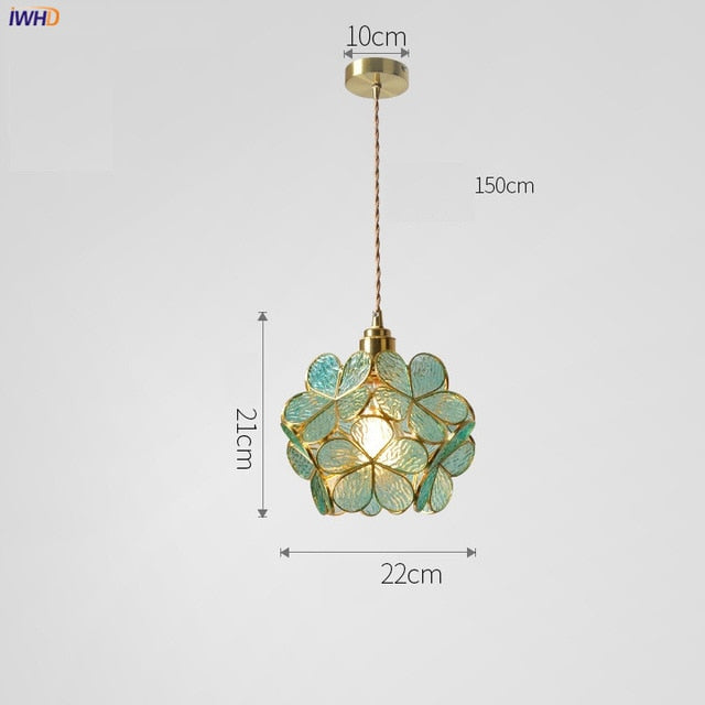 Liora Glass Pendellampe med Nordisk Blomstermotiv