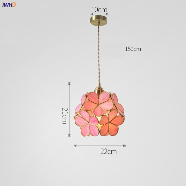 Liora Glass Pendellampe med Nordisk Blomstermotiv