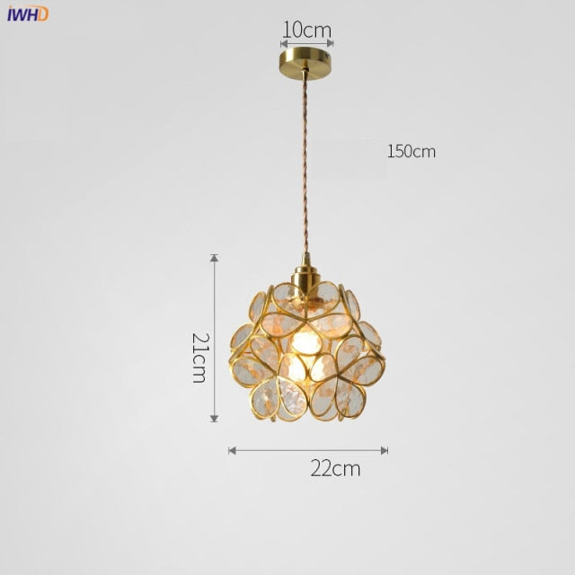Liora Glass Pendellampe med Nordisk Blomstermotiv