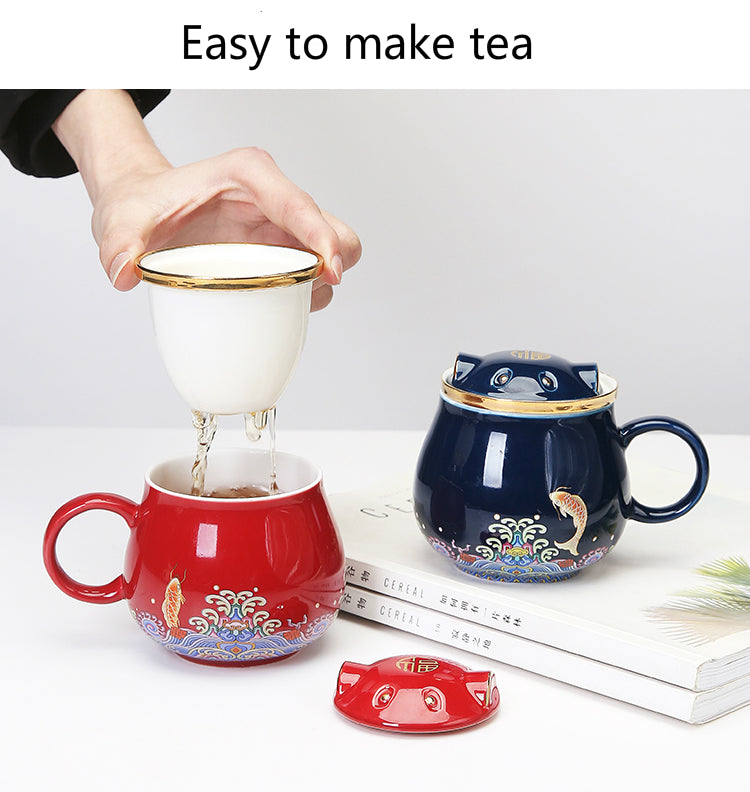 Keramické šálky na čaj s infuzérem z Japonska pro domácí a kancelářské použití