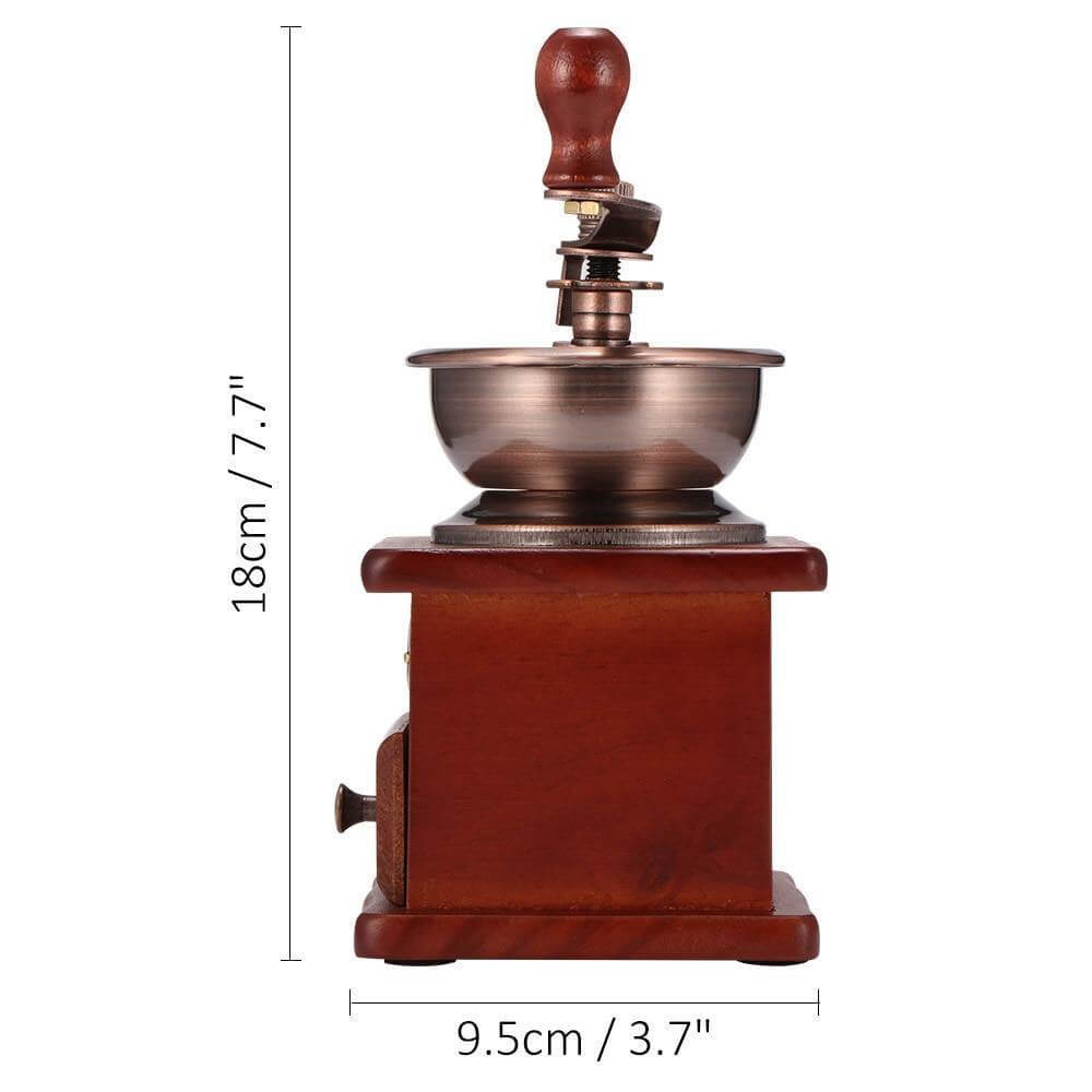 Vintage Wooden Hand Crank Coffee Grinder For Freshly Ground Coffee