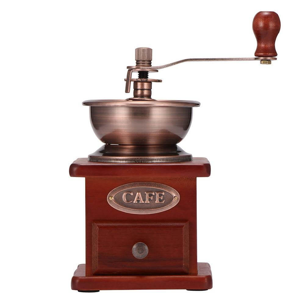 Vintage Wooden Hand Crank Coffee Grinder For Freshly Ground Coffee
