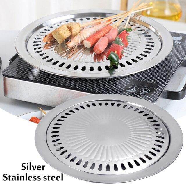 Koreaanse draagbare antiaanbak BBQ-grillpan voor gemakkelijk grillen buitenshuis onderweg