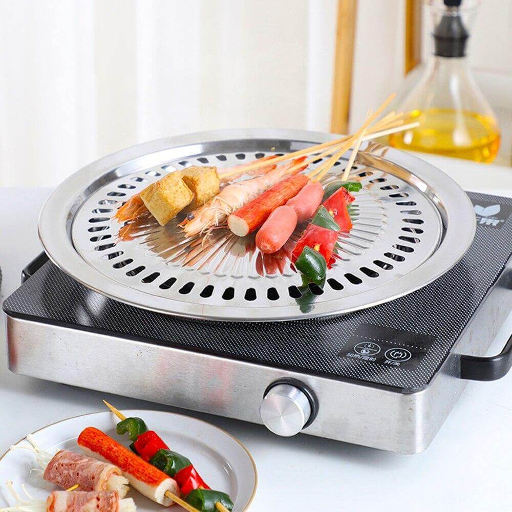 Koreaanse draagbare antiaanbak BBQ-grillpan voor gemakkelijk grillen buitenshuis onderweg