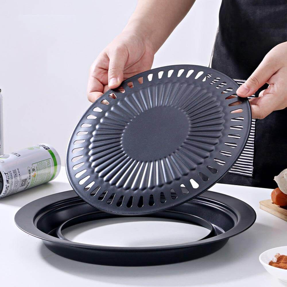 Koreaanse draagbare antiaanbak BBQ-grillpan voor gemakkelijk grillen buitenshuis onderweg