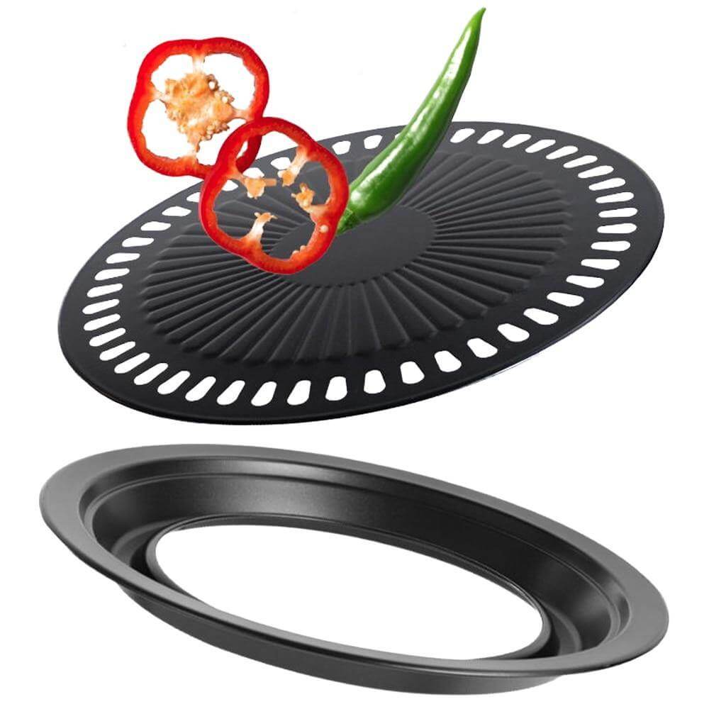 Koreaanse draagbare antiaanbak BBQ-grillpan voor gemakkelijk grillen buitenshuis onderweg